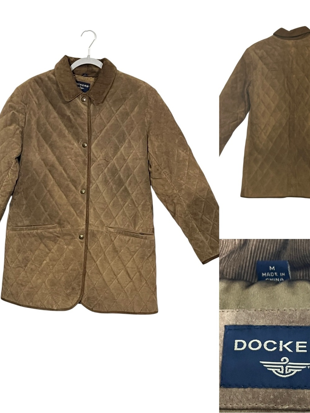 Dockers Mens Quilted Chore Jacket sz M Tan Brown Snap-Front‎ Barn Coat